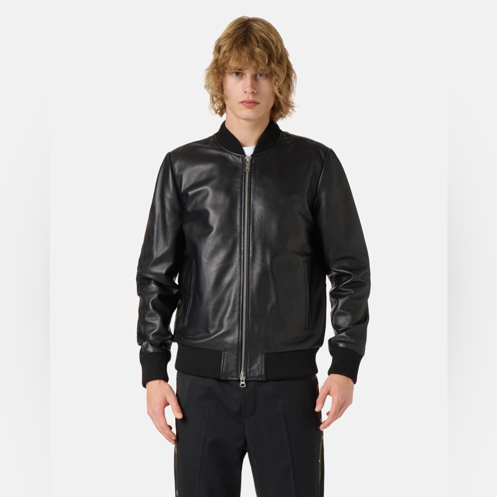 Calvin Klein Mens Soft Lamb Leather Bomper Jacket Black Color Retail $625